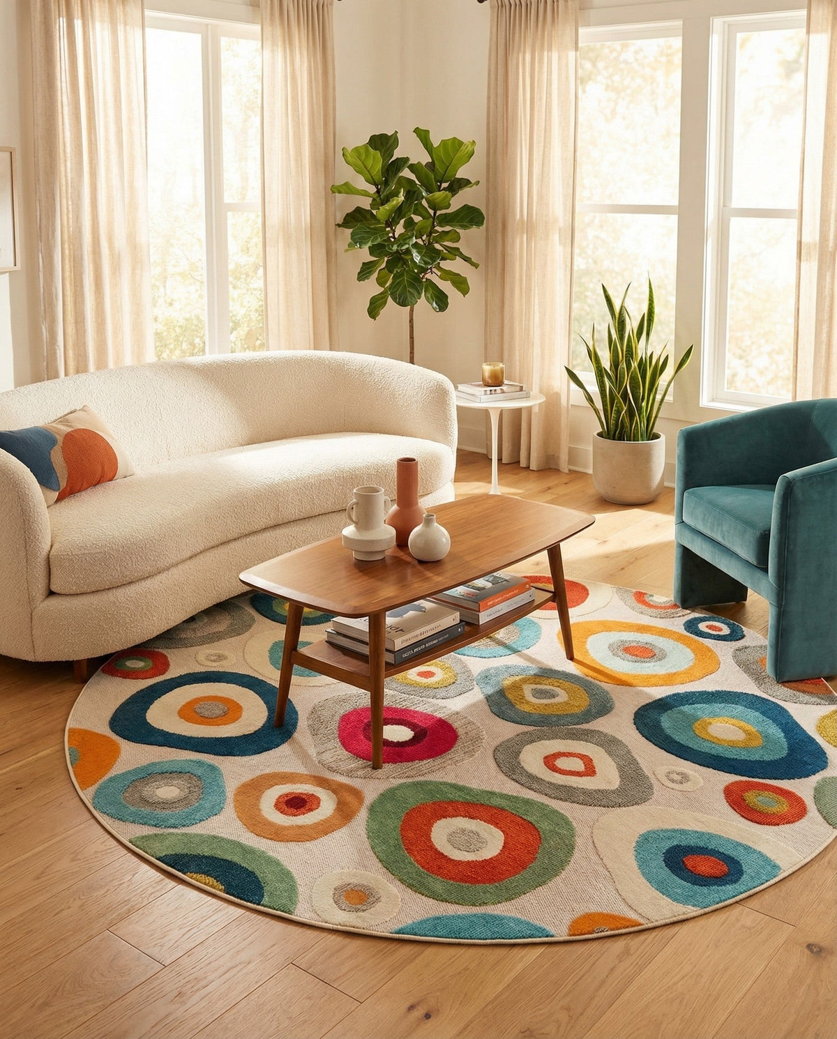 Outdoor Marrakesh Collection Area Rug -  Chefchaouen Round Multi Beige  lifestyle 66