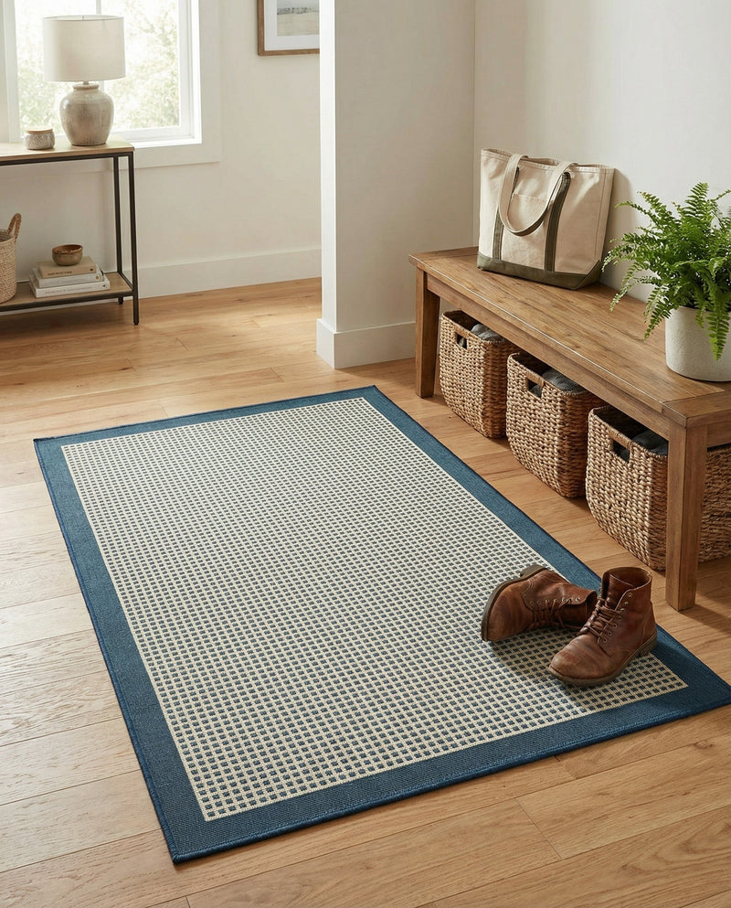 Terrace Fringe Collection Area Rug - Oceanside Rectangle Navy Blue  lifestyle 5
