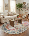Parisian Elegance Collection Area Rug - Versailles (Pink Gray) Oval Pink Gray  lifestyle 32