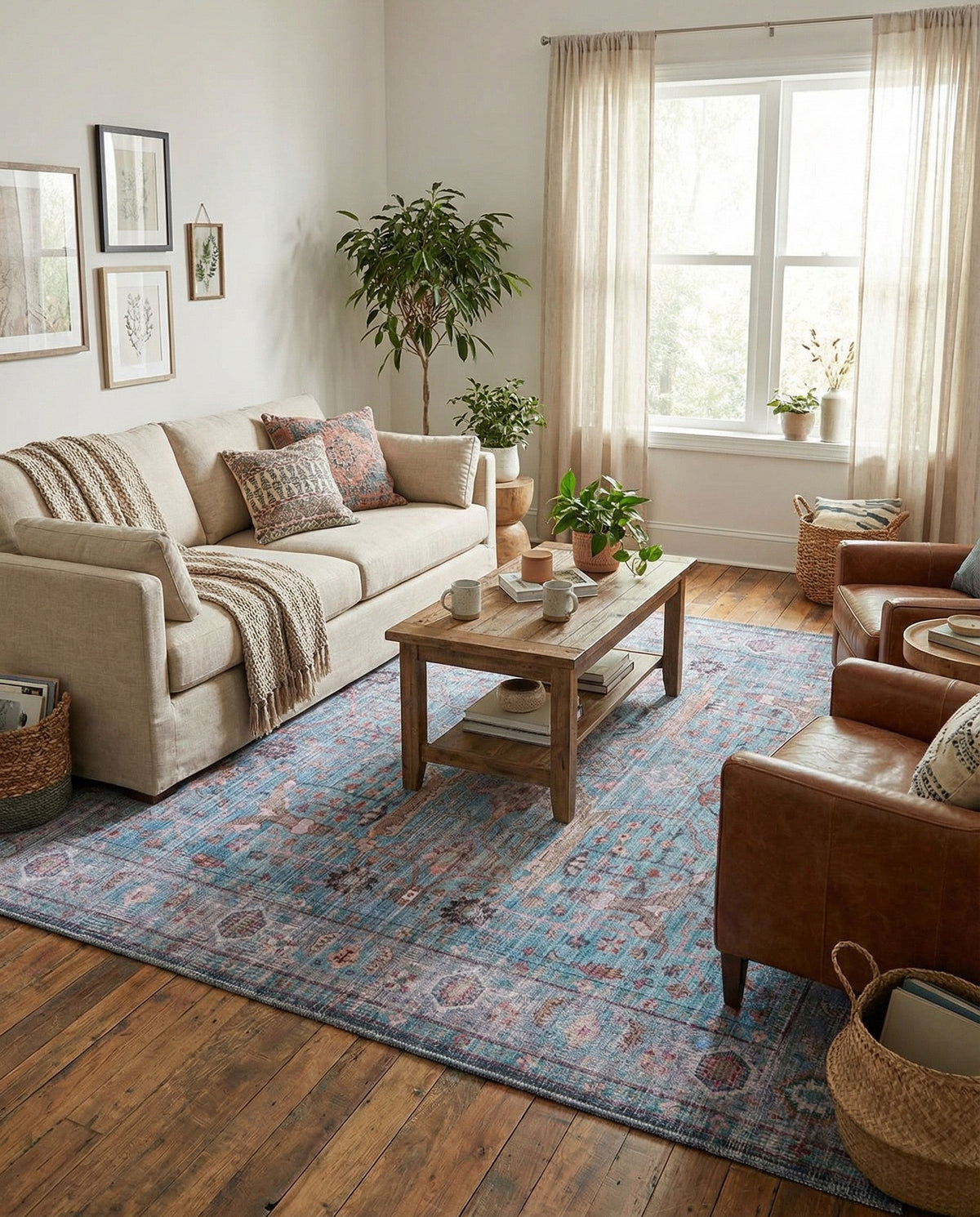 Zahara Oasis Collection Area Rug -  Marrakech Square Blue  lifestyle 71