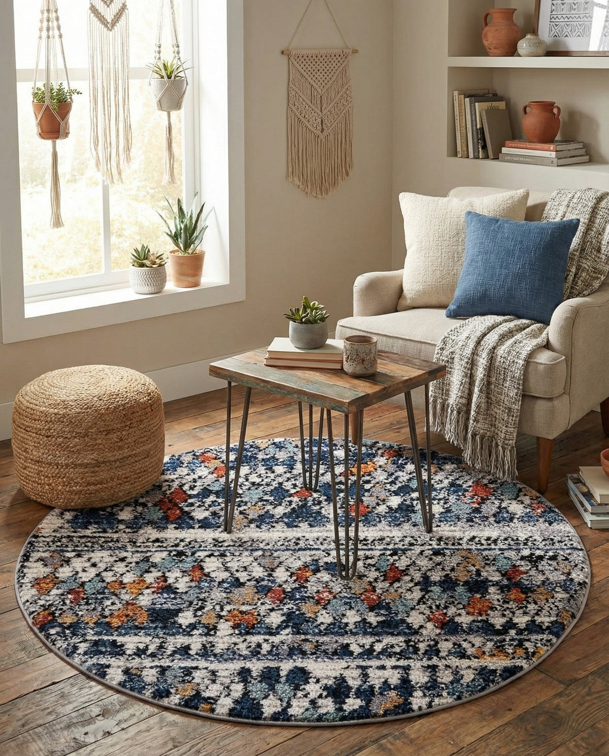 Tangier Treasures Collection Area Rug -  Marrakech Round Multi  lifestyle 152