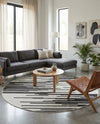 Urban Terrace Collection Area Rug -  Riverside Round Black and White  lifestyle 71