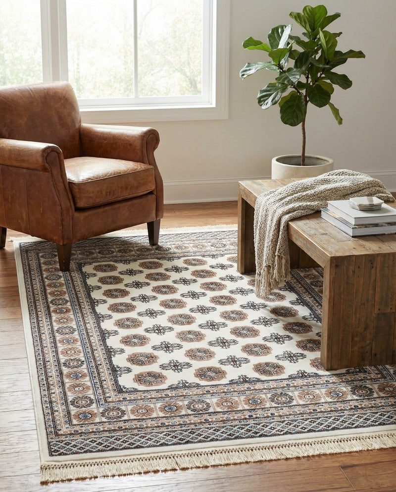 Samarkand Elegance Collection Area Rug -  Margilan (Ivory) Rectangle Ivory  lifestyle 12