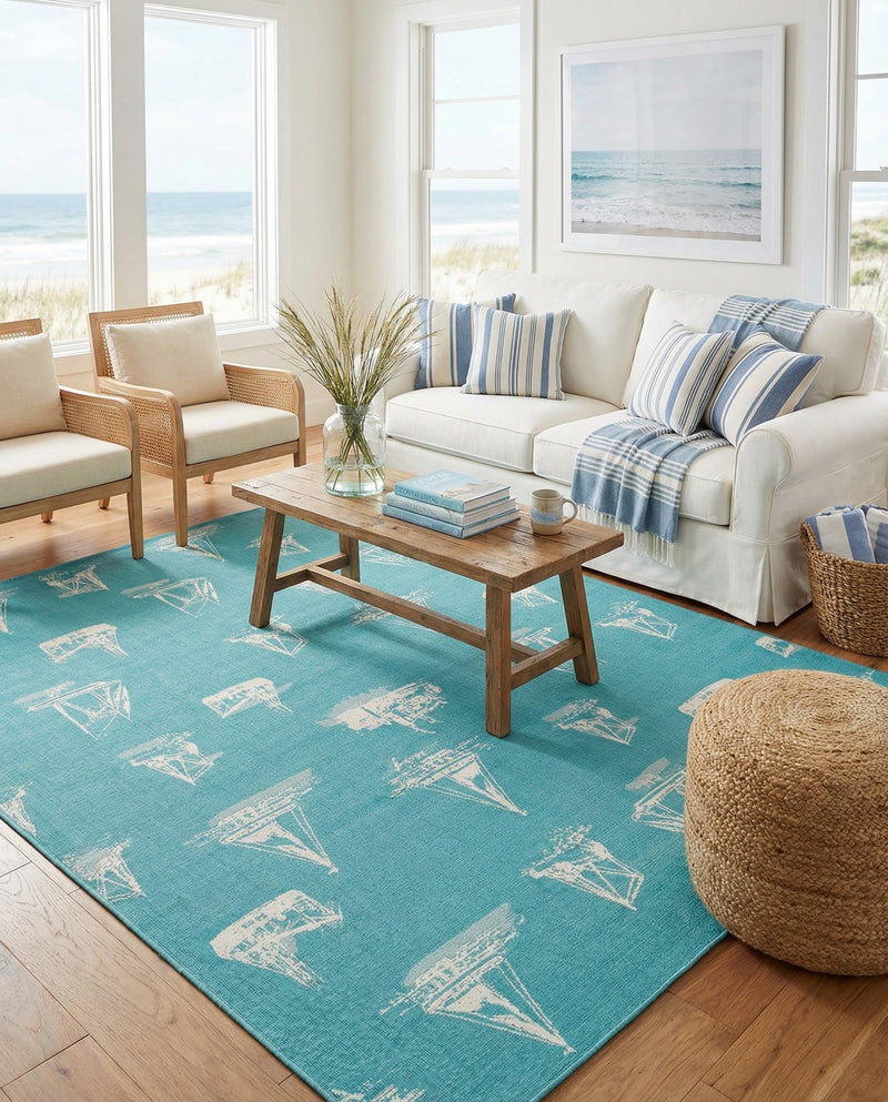 Seaside Haven Rugs Collection Area Rug -  Beachcomber Rectangle Teal  lifestyle 20
