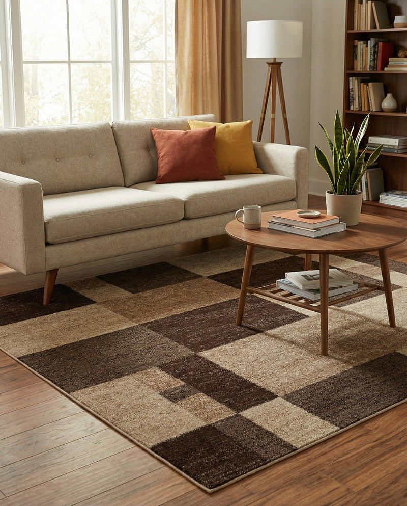 Autumn Meadow Collection Area Rug -  Sycamoreside (Light Brown) Square Light Brown  lifestyle 57