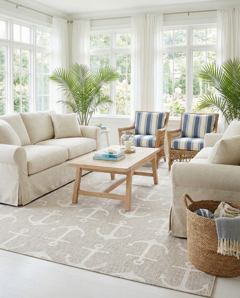 Seaside Haven Rugs Collection Area Rug - Sapphire (Gray) Rectangle Gray  lifestyle 18