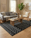 Marrakech Lattice Collection Area Rug - Medina (Black) Rectangle Black  lifestyle 16