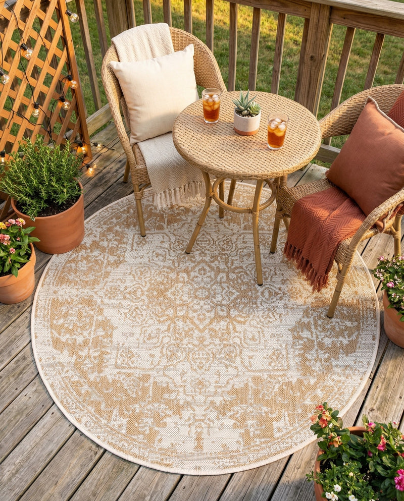 Urban Oasis Rugs Collection Area Rug -  Penthouse (Beige) Round Beige  lifestyle 75