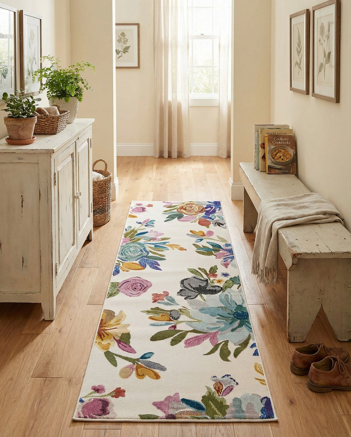 Meadow Breeze Collection Area Rug - Wildflower Runner Ivory  lifestyle 131