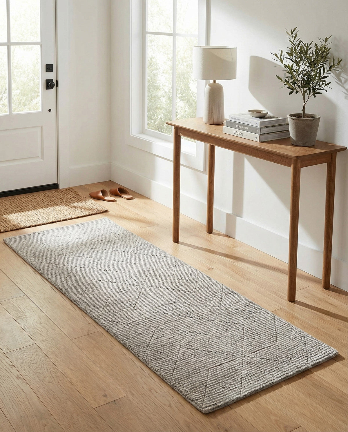 Nordic Loom Geometric Collection Area Rug - Oslo Runner Steel gray  lifestyle 137