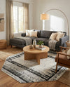 Marrakech Mosaic Collection Area Rug -  Sahara Octagon Black and White  lifestyle 70