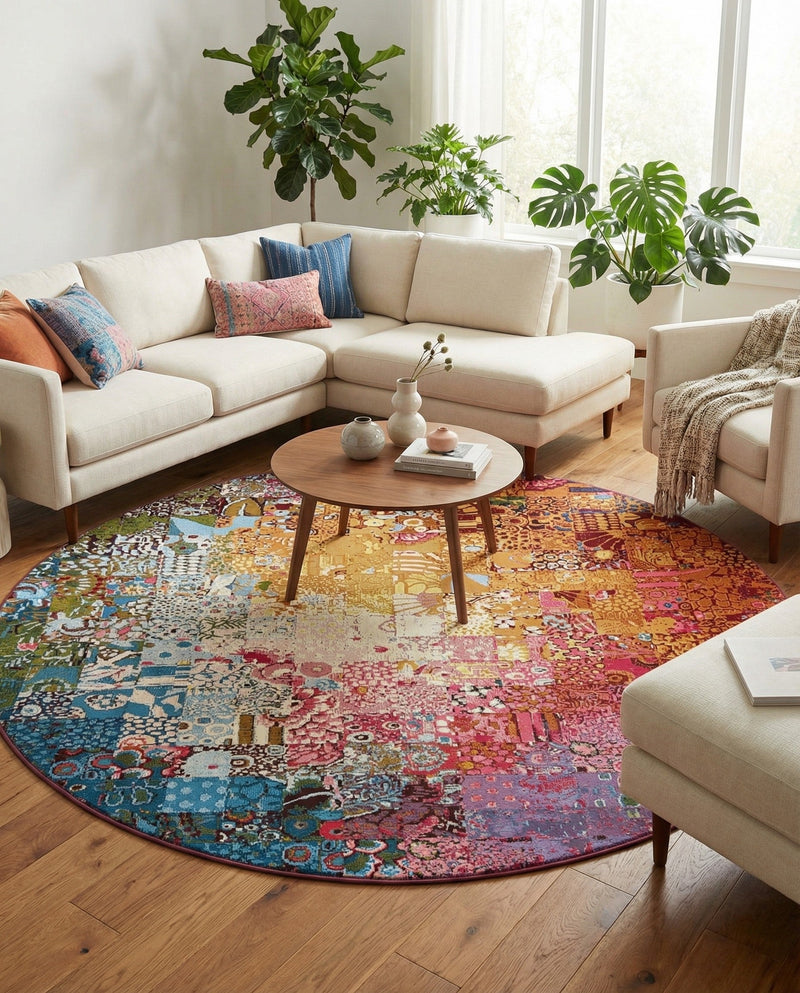 Urban Terrace Collection Area Rug -  Terrace Round Multi  lifestyle 42