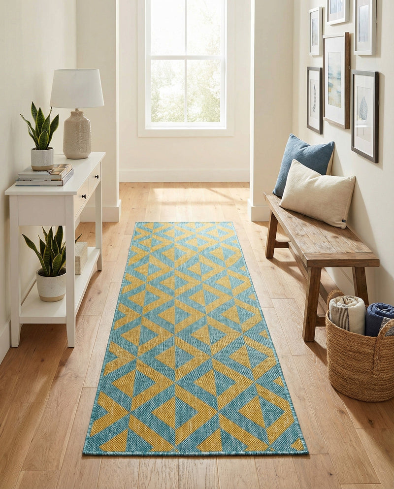 Urban Oasis Rugs Collection Area Rug -  Highrise (Yellow and Aqua) Runner Yellow and Aqua  lifestyle 57
