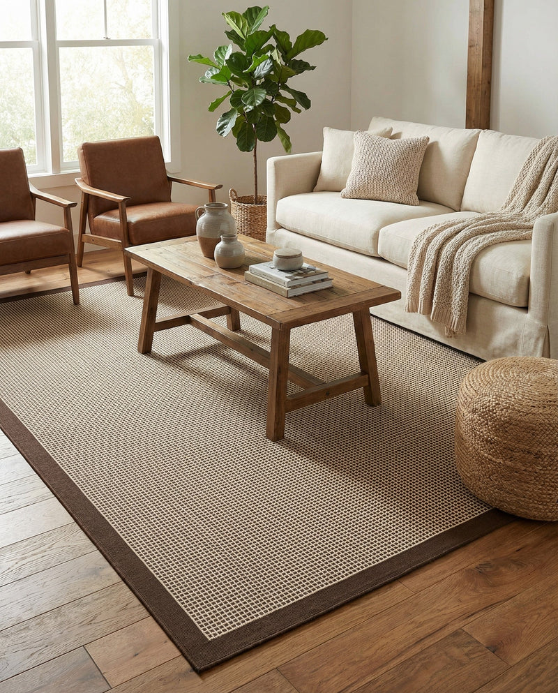 Terrace Fringe Collection Area Rug - Oceanside Rectangle Brown  lifestyle 50
