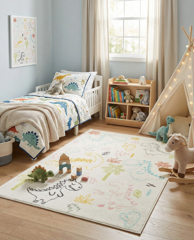 Wonder Tykes Collection Area Rug -  Abstracta Rectangle Ivory  lifestyle 9
