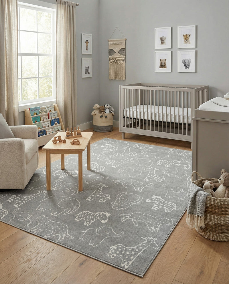 Wonder Tykes Collection Area Rug -  Spectrum Rectangle Gray  lifestyle 75