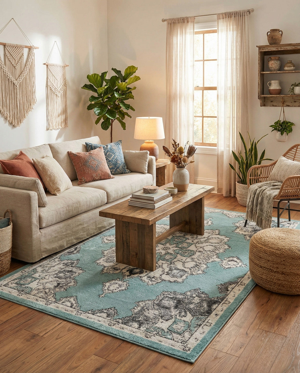 Beverly Grove Collection Area Rug - Melrose (Aqua) Rectangle Aqua  lifestyle 6