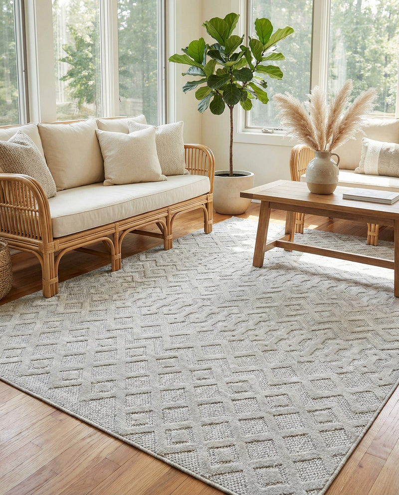 Garden Lattice Charm Collection Area Rug -  Pergola (Grey) Rectangle Grey  lifestyle 10