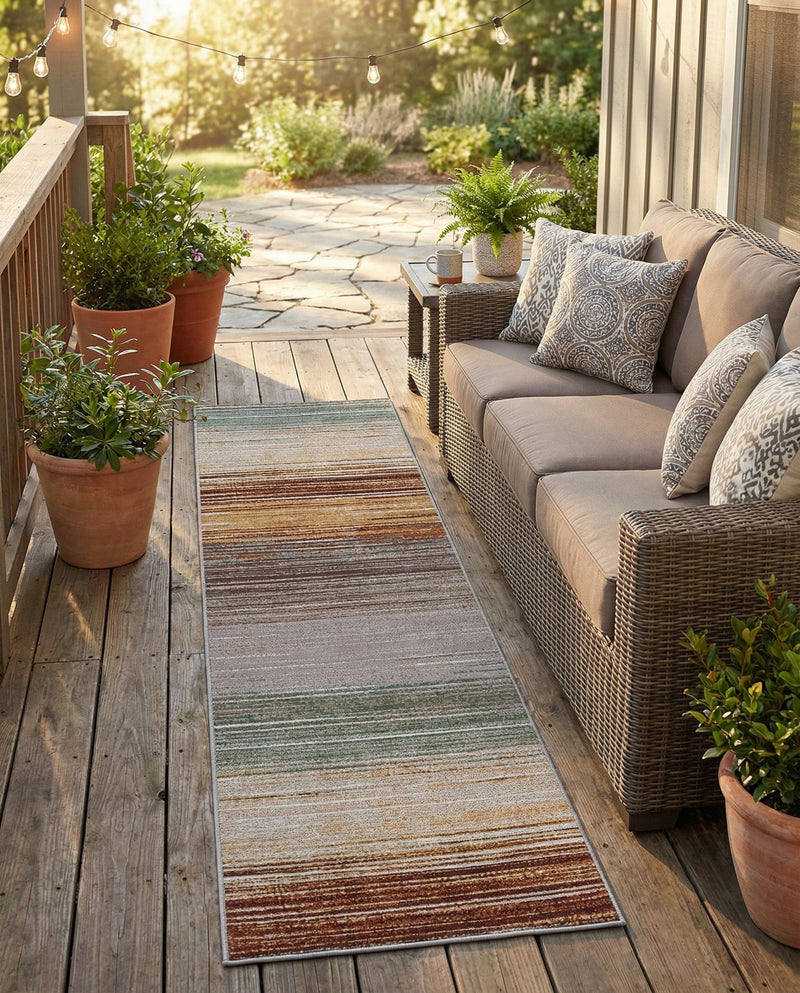 Urban Terrace Collection Area Rug -  Corsica Runner Multi  lifestyle 55