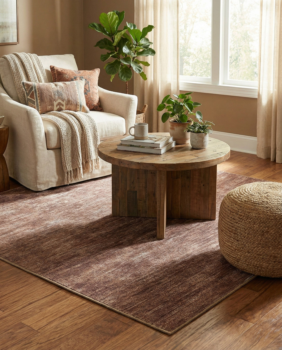 Sahara Essence Collection Area Rug - Oasis (Brown) Square Brown  lifestyle 91