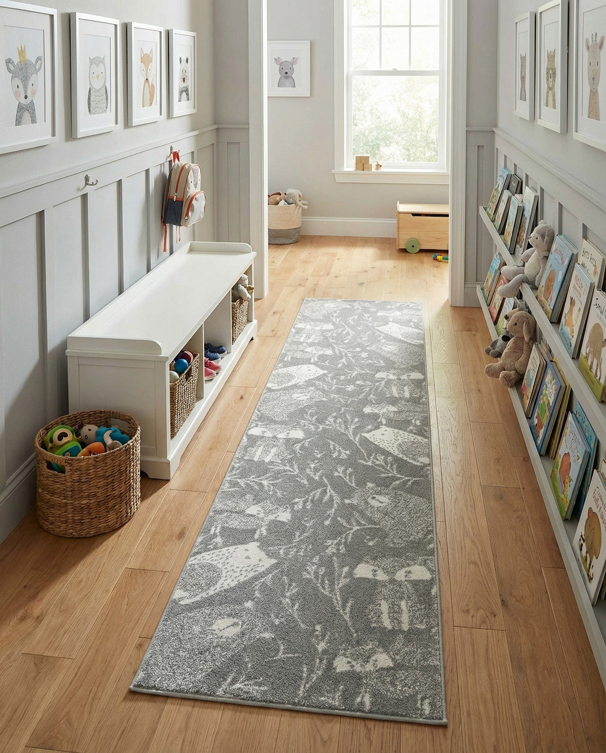 Wonder Tykes Collection Area Rug -  Quirky Runner Gray  lifestyle 98