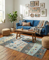 Colorburst Oasis Collection Area Rug -  Mosaic Rectangle Ivory Gray Blue  lifestyle 19