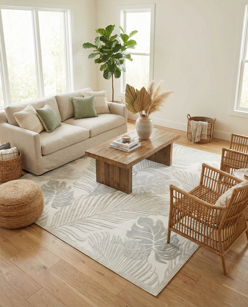 Seaside Blooms Collection Area Rug -  Tranquil Rectangle Gray  lifestyle 13