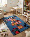Whimsy Wonders Wool Collection Area Rug -  Desert Rectangle Blue and Orange  lifestyle 3
