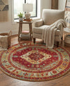Patio Heritage Collection Area Rug -  Arbor Round Red Green Blue  lifestyle 75
