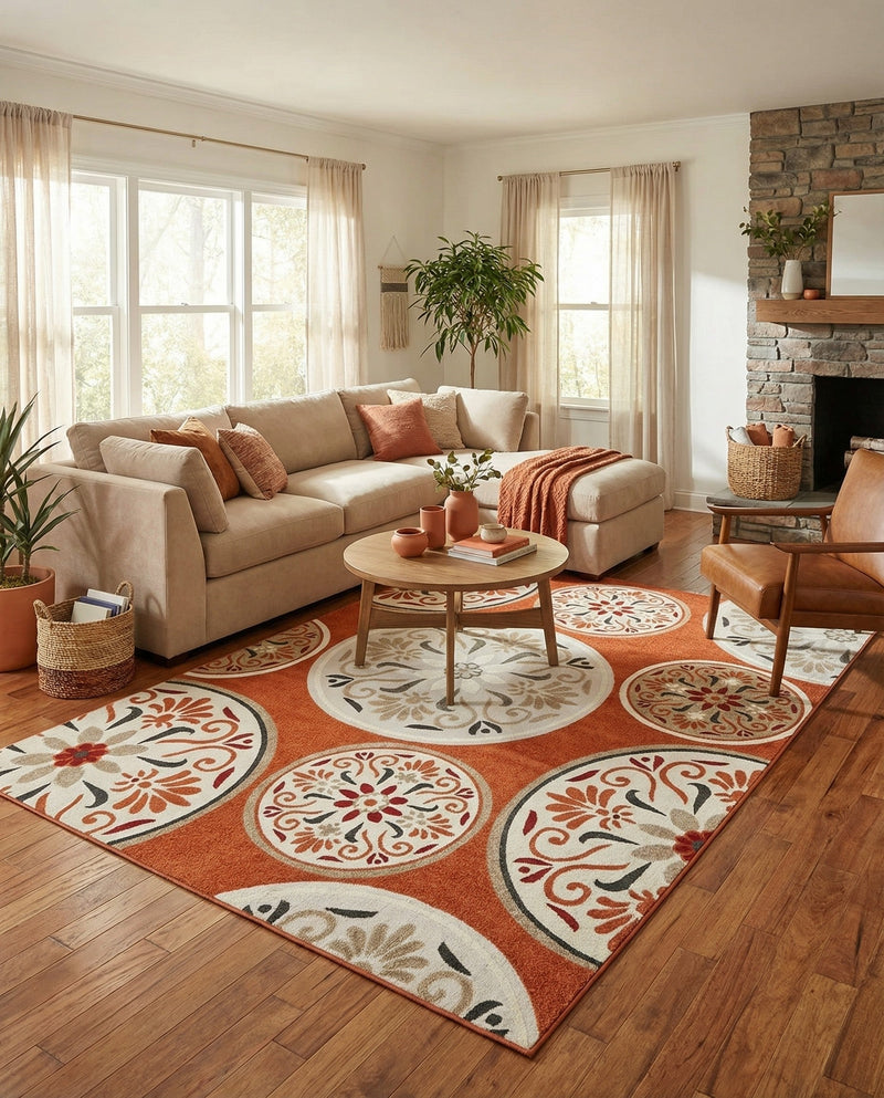 Urban Terrace Collection Area Rug -  Deck Rectangle Terracotta  lifestyle 6