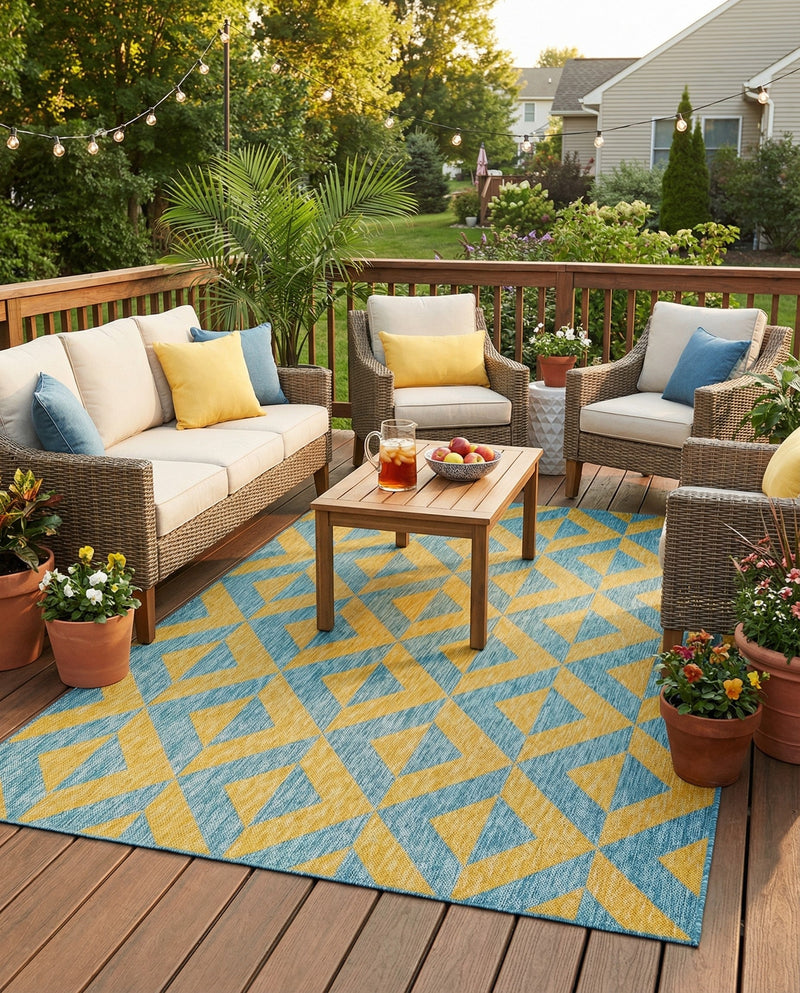 Urban Oasis Rugs Collection Area Rug -  Highrise (Yellow and Aqua) Rectangle Yellow and Aqua  lifestyle 8