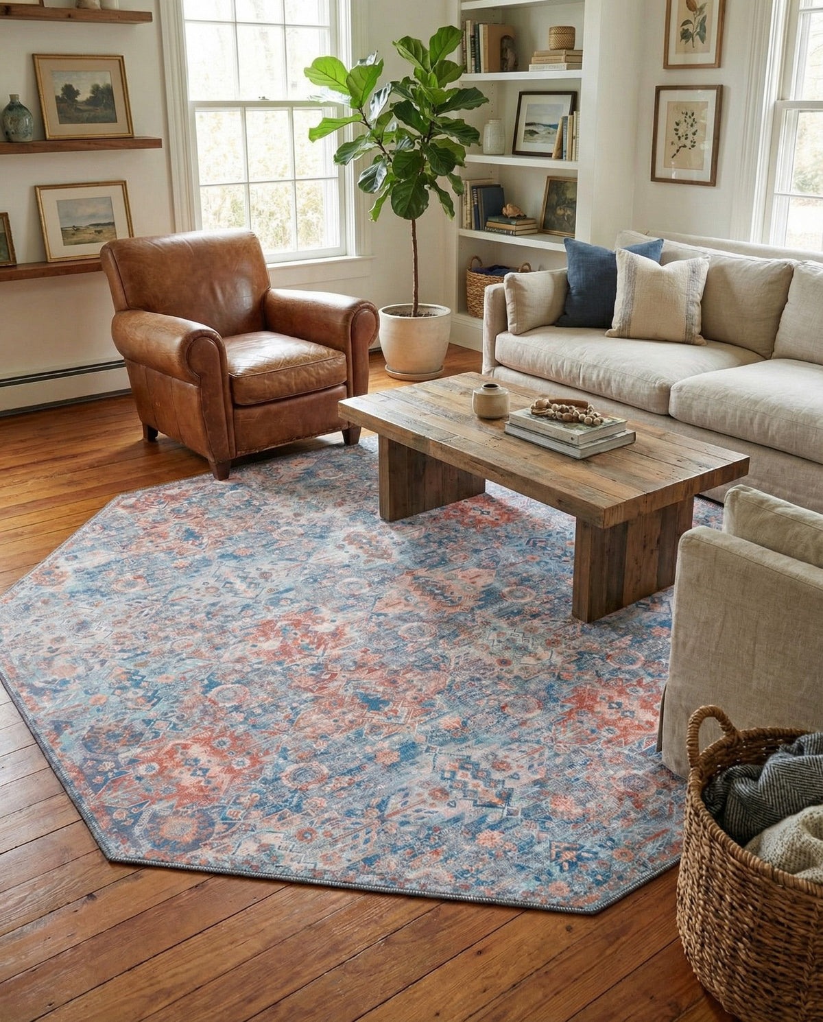Heritage Elegance Collection Area Rug -  Potala Octagon Blue  lifestyle 106