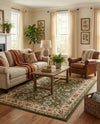 Isfahan Elegance Collection Area Rug - Naghsh-e Jahan (Green) Rectangle Green  lifestyle 49