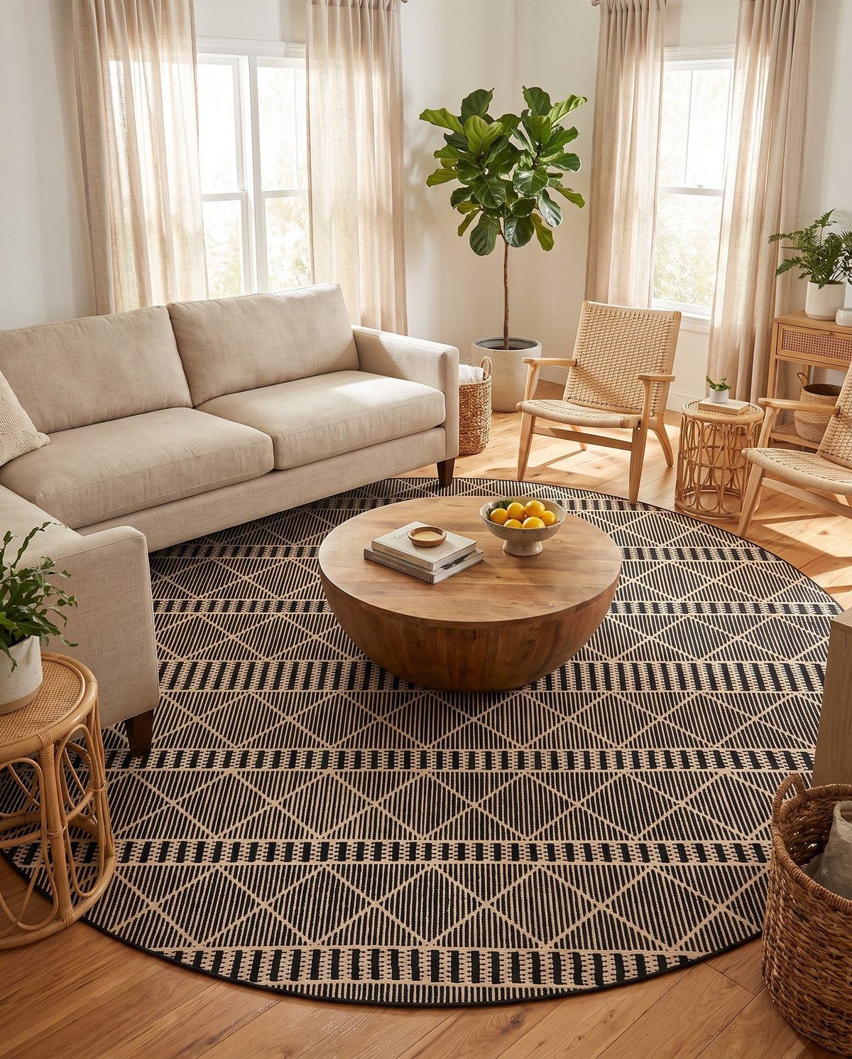 Savannah Pergola Collection Area Rug -  Glade Round Black  lifestyle 143
