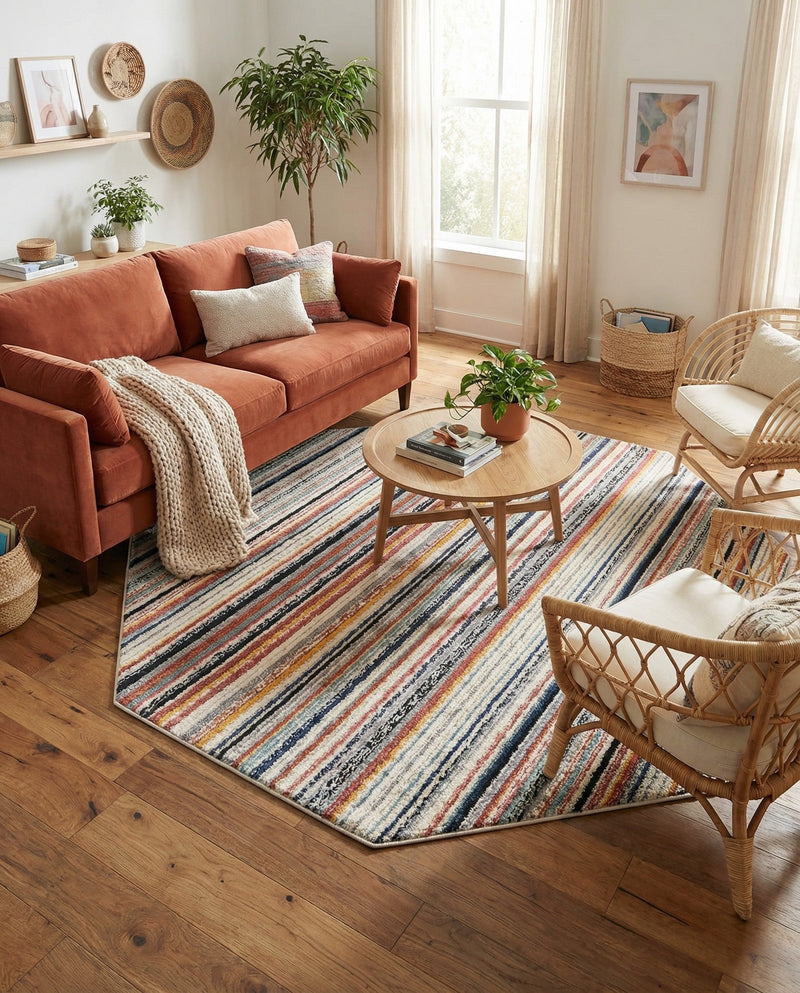 Marrakech Mosaic Collection Area Rug - Casablanca Octagon Ivory  lifestyle 69