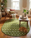 Mediterranean Lattice Collection Area Rug - Santorini (Green) Oval Green  lifestyle 58
