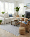 Seaside Stripes Collection Area Rug -  Boardwalk (Light Blue) Rectangle Light Blue  lifestyle 26