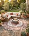 Patio Heritage Collection Area Rug -  Lafayette (Rust Red) Round Rust Red  lifestyle 74