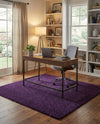 Solid Shag Seaside Collection Area Rug - Azure Cove (Violet) Square Violet  lifestyle 35