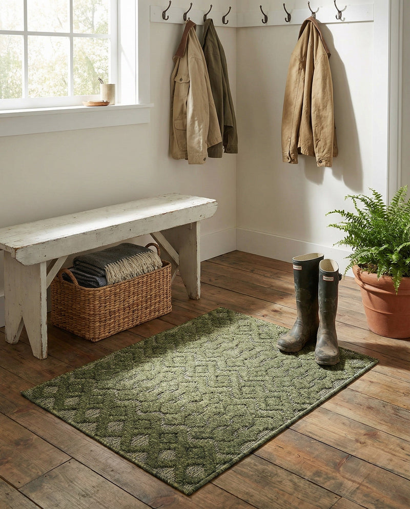 Garden Lattice Charm Collection Area Rug -  Pergola (Green) Rectangle Green  lifestyle 5