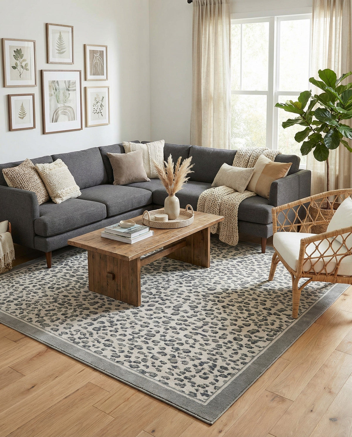 Savannah Sojourn Collection Area Rug - Serengeti Square Gray  lifestyle 144