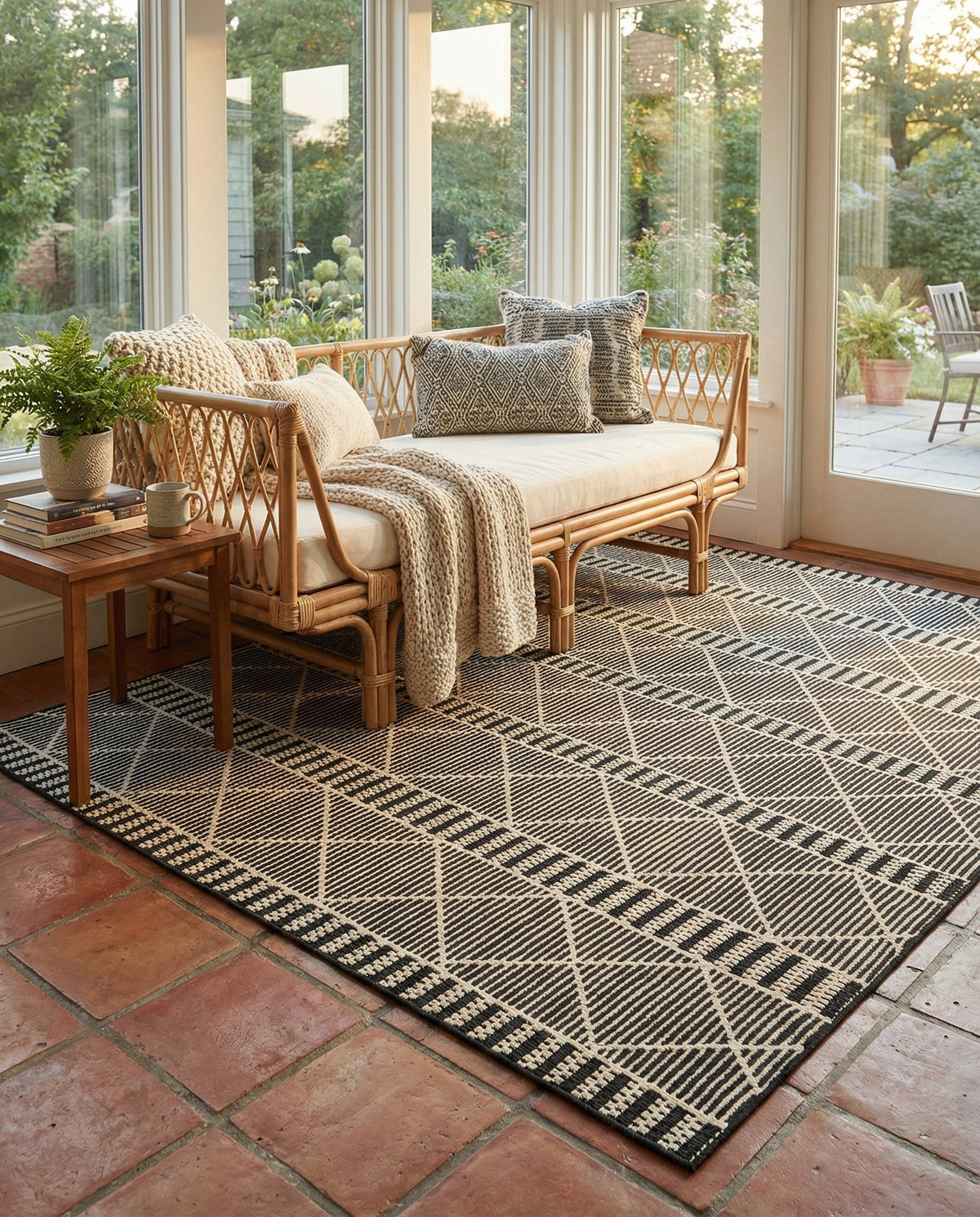 Savannah Pergola Collection Area Rug -  Glade Square Black  lifestyle 142