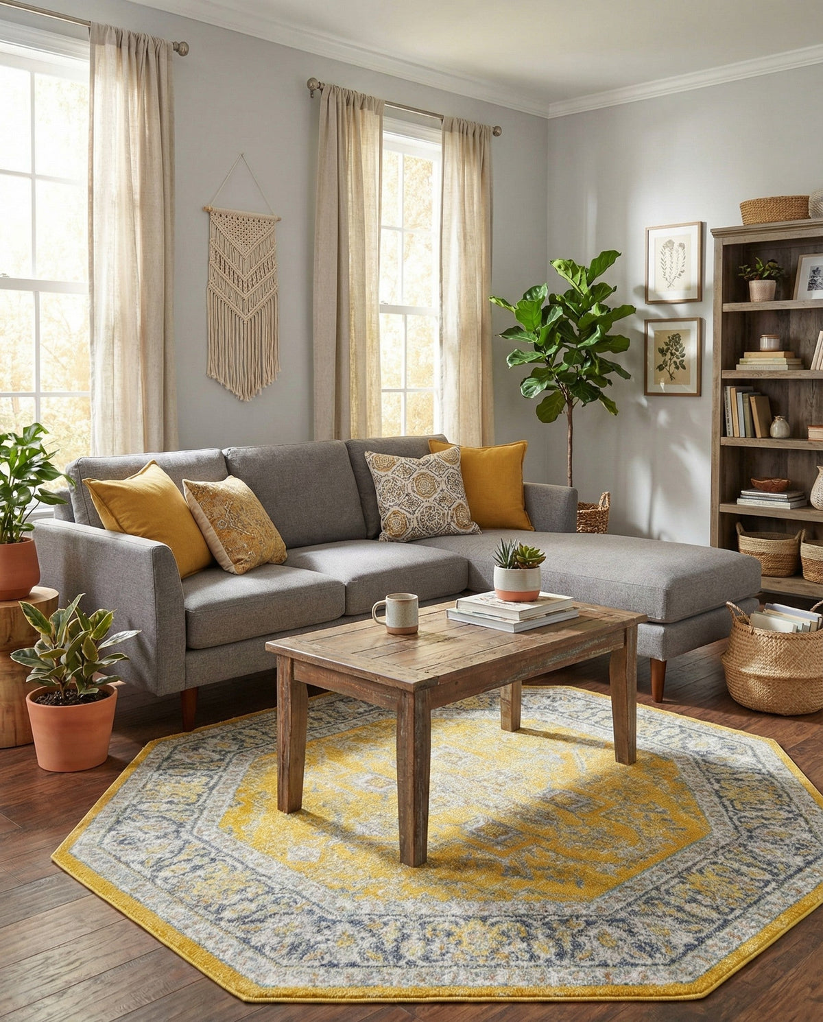 Caribbean Breeze Collection Area Rug -  Andros Octagon Yellow  lifestyle 131
