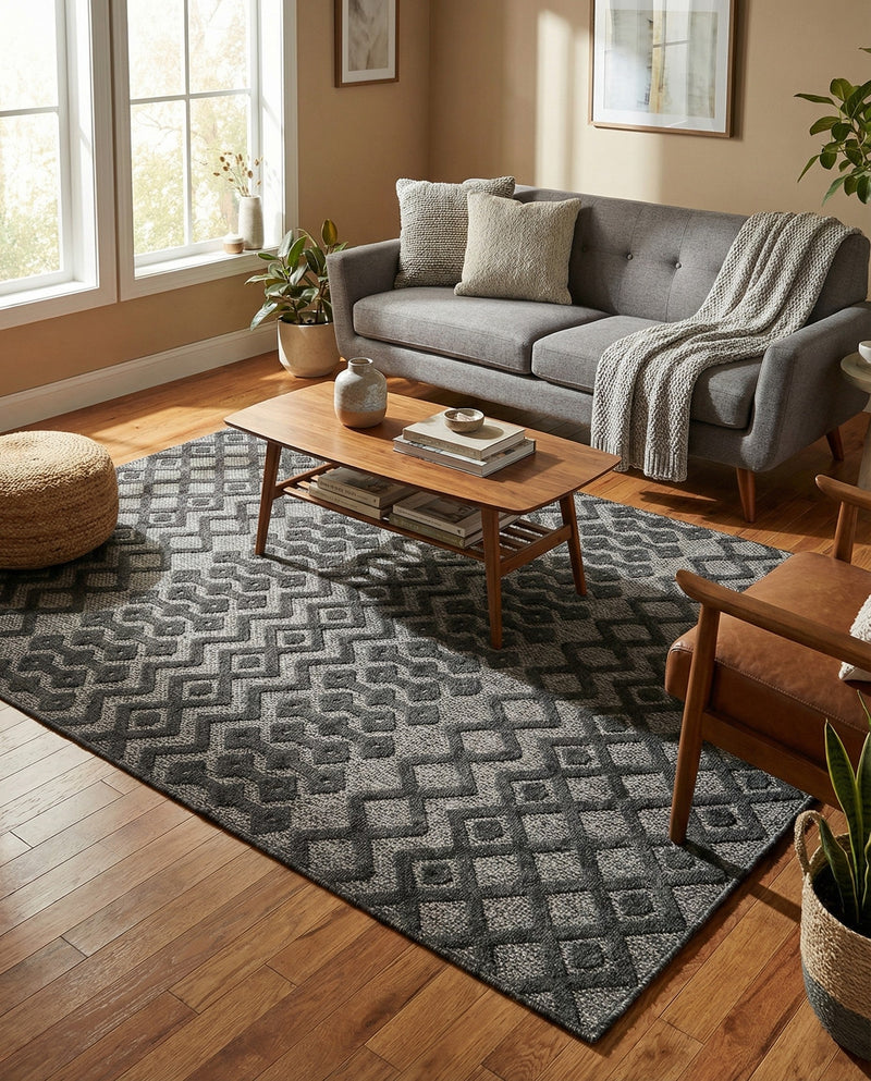 Garden Lattice Charm Collection Area Rug -  Pergola (Charcoal) Rectangle Charcoal  lifestyle 4