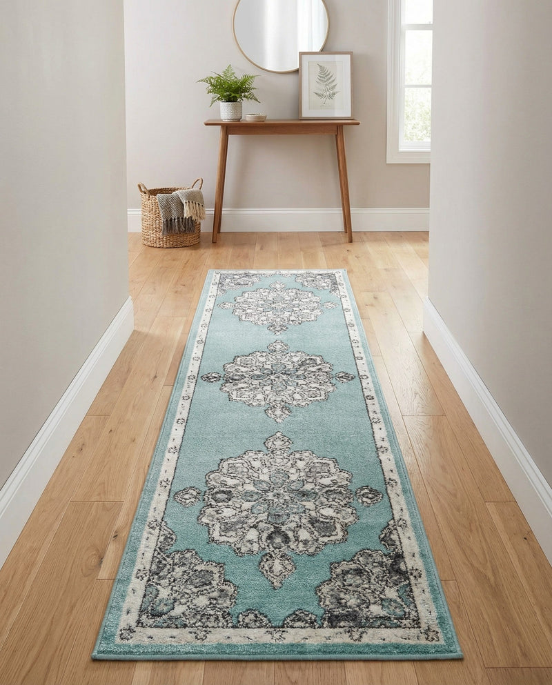 Beverly Grove Collection Area Rug - Melrose (Aqua) Runner Aqua  lifestyle 55