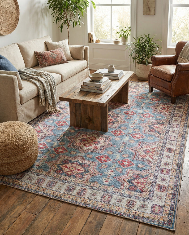 Heritage Elegance Collection Area Rug -  Neuschwanstein Rectangle Light Blue  lifestyle 14