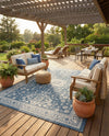 Tribal Terrace Treasures Collection Area Rug -  Incan Isle (Blue) Rectangle Blue  lifestyle 4