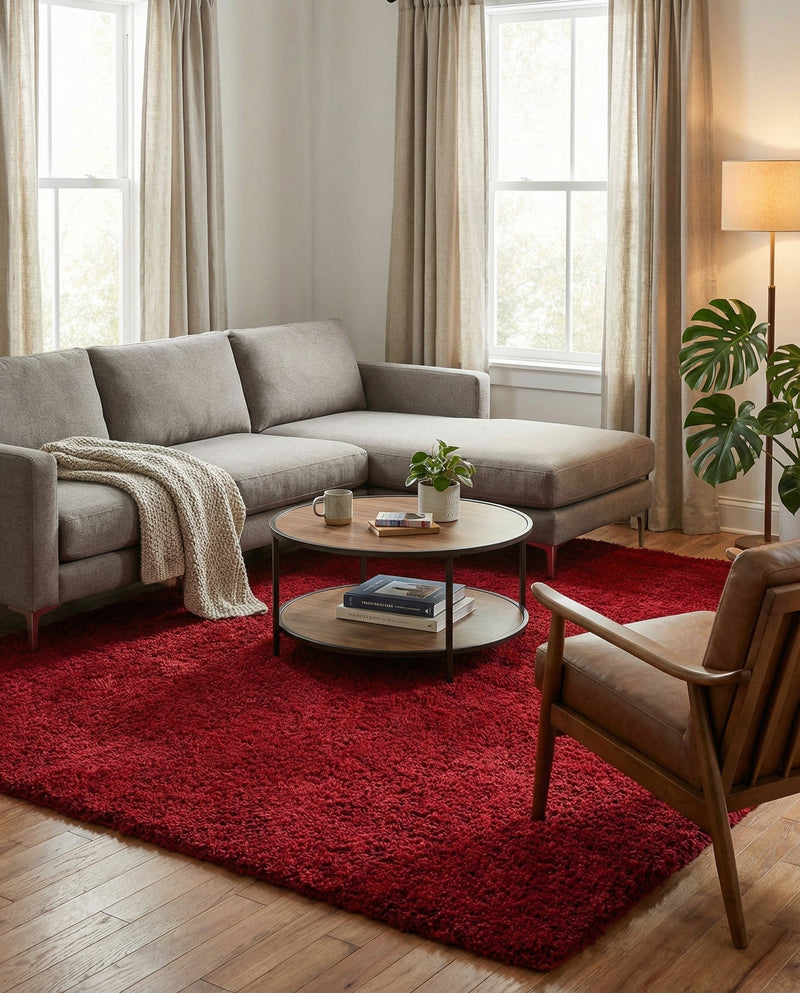 Plush Oasis Collection Area Rug - Serenity (Cherry Red) Rectangle Cherry Red  lifestyle 23