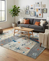 Colorburst Oasis Collection Area Rug -  Mosaic Square Ivory Gray Blue  lifestyle 80