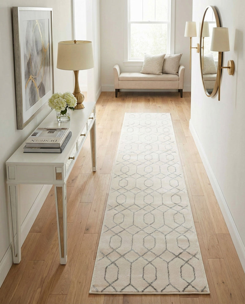 Hollywood Luxe Collection Area Rug - Sunset (White Silver) Runner White Silver  lifestyle 55